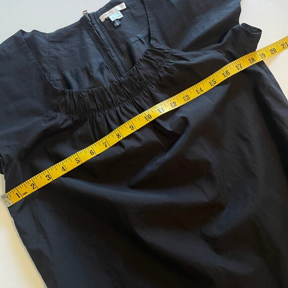 Vince. Black Bubble Hem Dress Womens Medium Cotton Exposed Zipper Party LBD - Picture 6 of 7